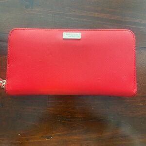 Kate Spade Red Leather Wallet with Glossy Finish